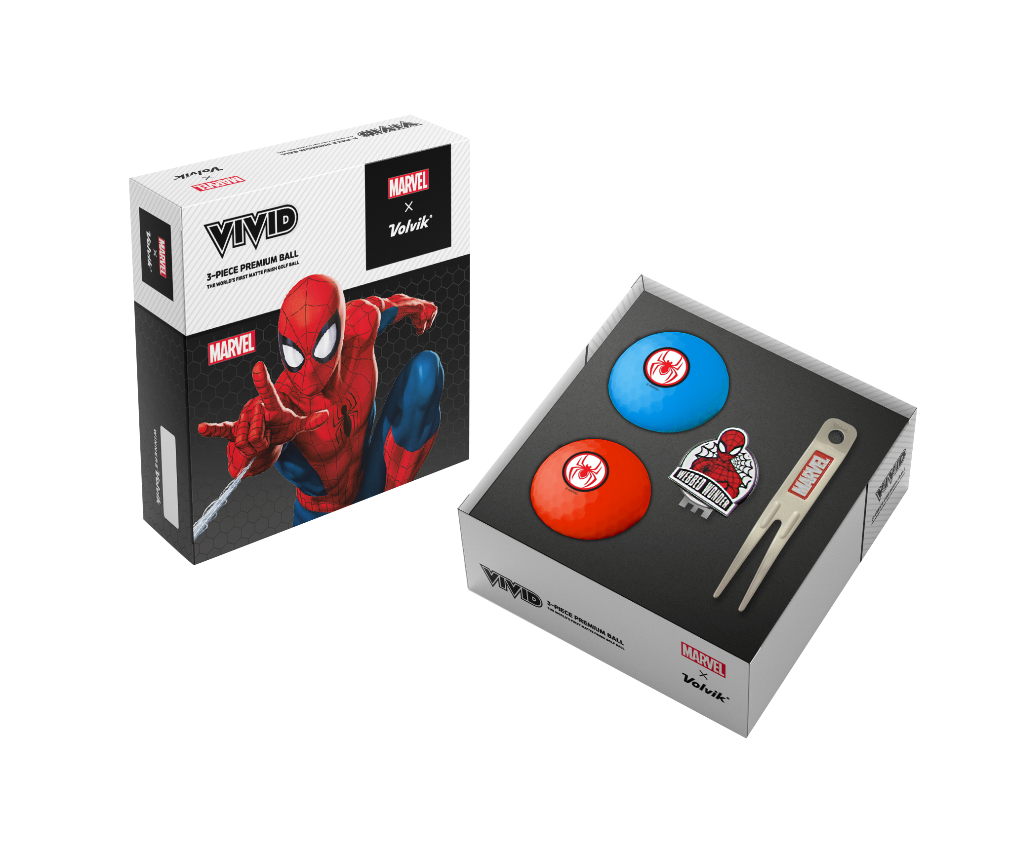 Volvik Marvel Spider Man 2x VIVID + marqueur/outil de dérivation 209.000216_1